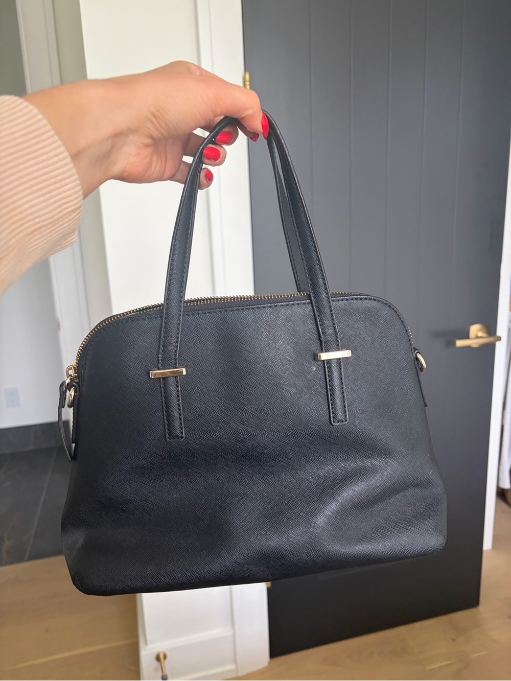 kate spade Black Saffiano Dome Satchel with Gold Hardware - Picture 2 of 7